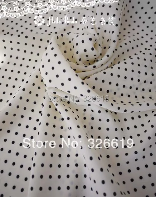 

woven cloth White cloth with black dots polka dot cloth chiffon summer dress one-piece dress fabric