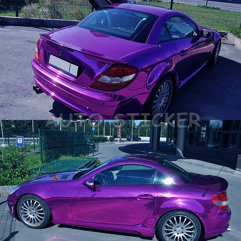 Фиолетовая растягивающаяся хромированная зеркальная Автомобильная виниловая