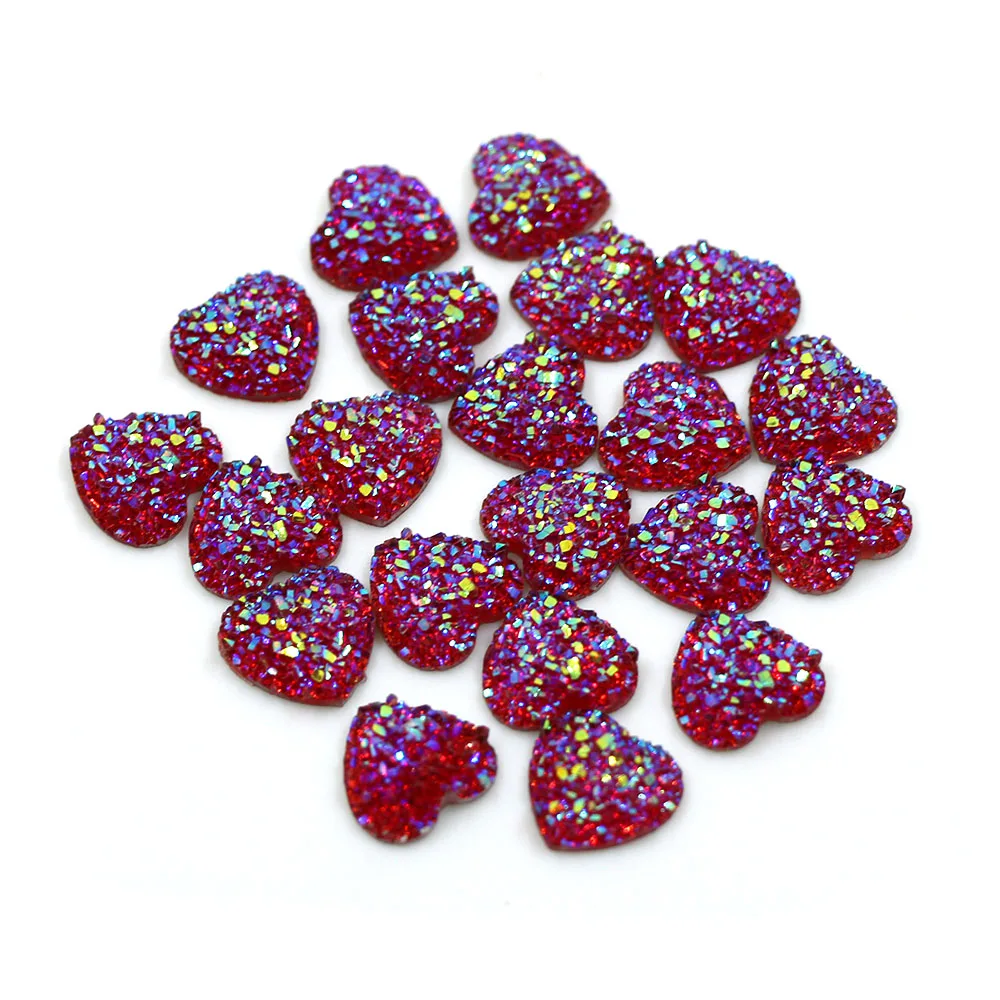 50 шт./лот минеральная поверхность стразы в форме сердца Плоская задняя часть
