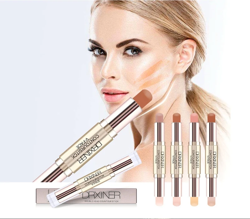 DRXINER макияж Сливочный двухсторонний 2 в 1 контурная палочка V-face макияж изюминка мерцающий Макияж Блеск Хайлайтер с эффектом загара