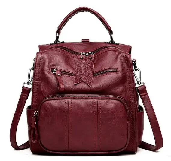 Модный однотонный рюкзак для мам женская мягкая сумка из искусственной кожи