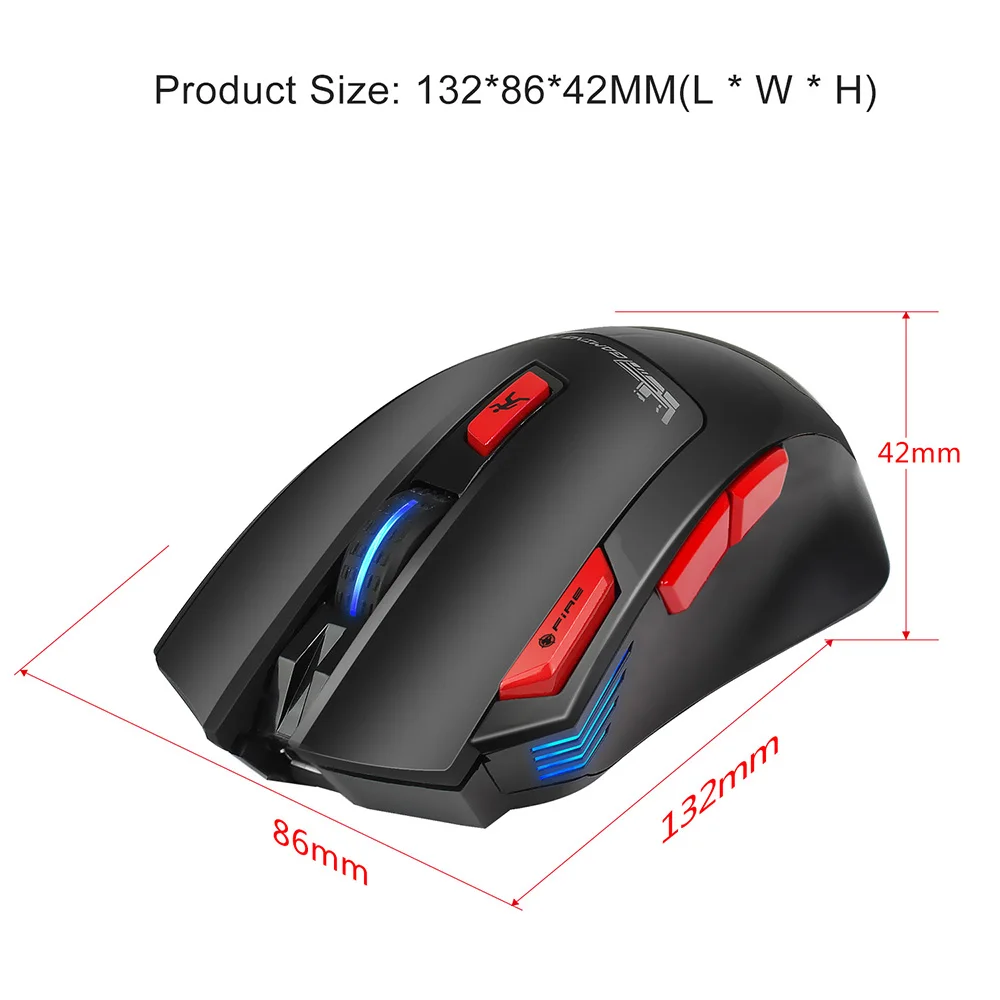 HXSJ T88 Беспроводная игровая мышь перезаряжаемая 7 клавишная эргономичный дизайн макро Программирование Регулируемая 4800 dpi оптическая компьютерная мышь