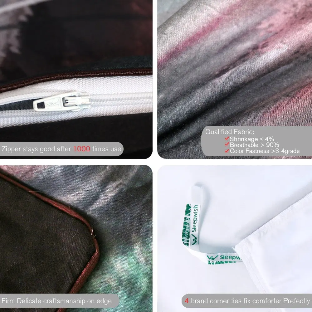 Теплый Тур постельное белье с принтом волк холодный черный пододеяльник набор 3D