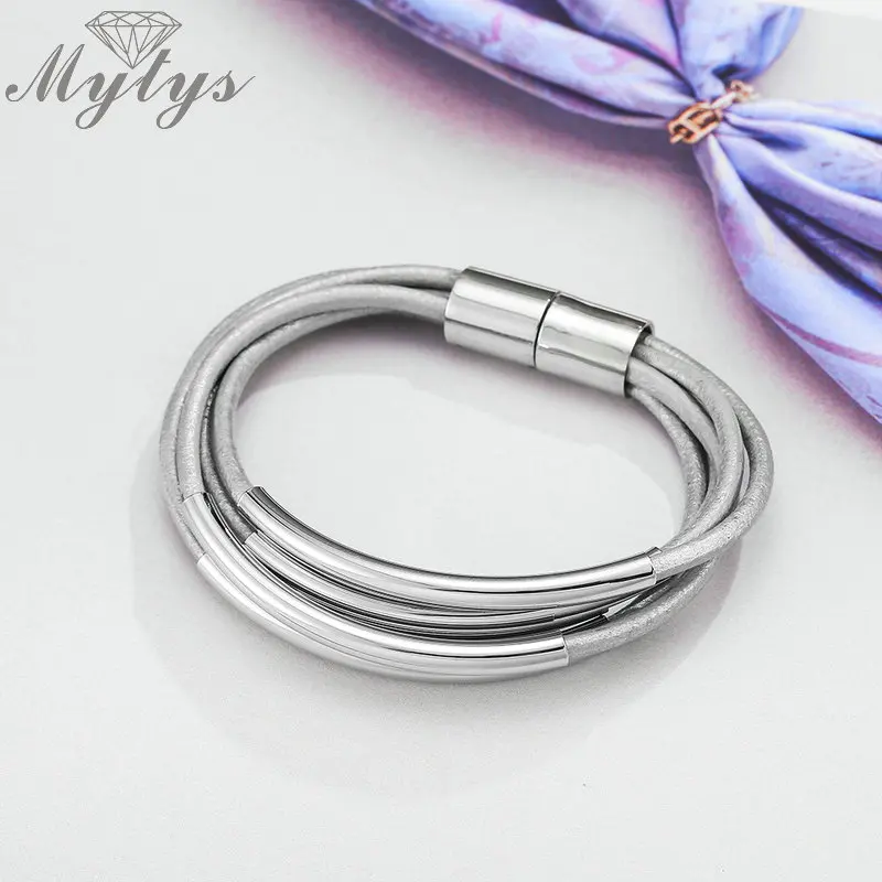 Браслет Mytys B1094 B1095 B1101 Женский модная металлическая кожаная фурнитура с магнитной