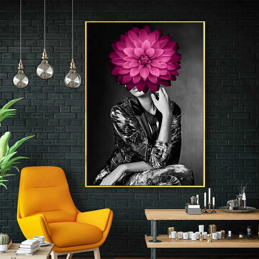 Абстрактный Рисунок Wall Art фотографии прекрасная Картина на холсте женщина Черный