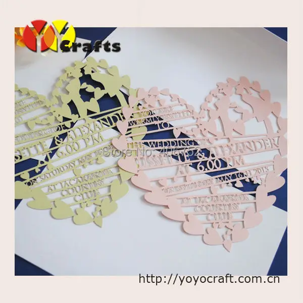 

lace laser cut heart shaped personalised decorating pinky cute invitation cards sweet 16th birthday