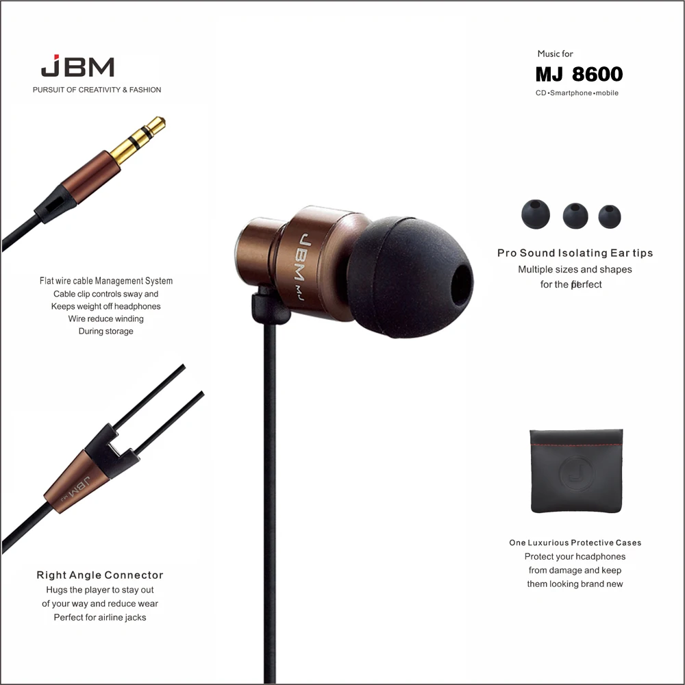 Наушники JBM MJ8600 с отличными басами металлические наушники для мобильного