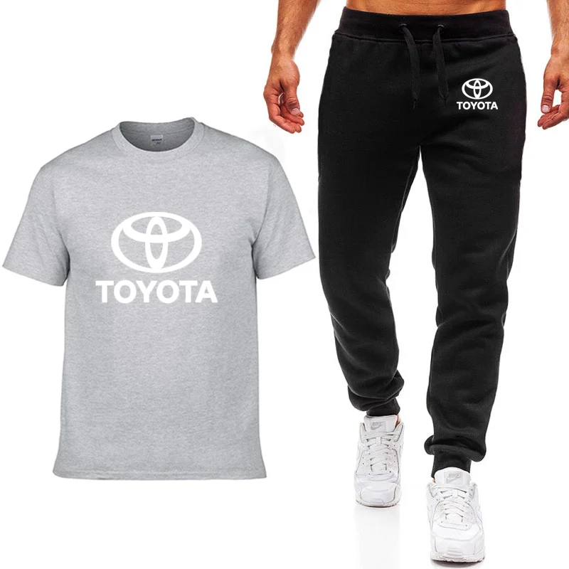 

Fashion Summer Men T Shirts Toyota Car Logo Print HipHop Casual Cotton Short Sleeve high quality T-shirt pants suit Men Clothing