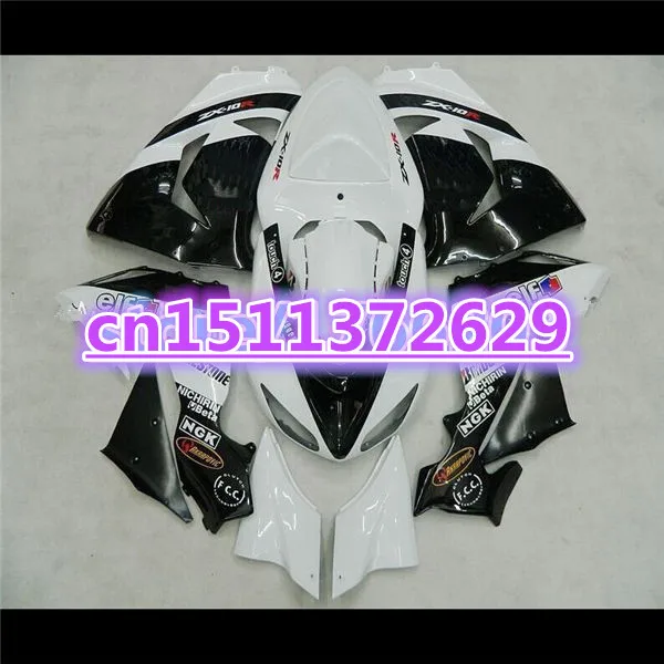 

Hot sales Fairings For KAWASAKI 06-07 NINJA ZX10R 06 07 ZX-10R white black ZX 10R 10 R 2006 2007 Body Fairing Kit D
