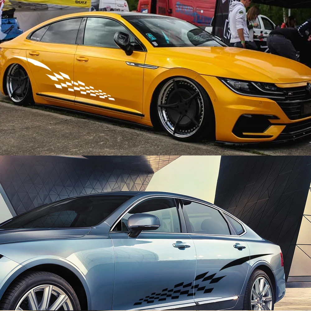 2шт 180 см x 39 см автомобильные стильные Стикеры Авто обе стороны юбки наклейки виниловые гоночные полосы стикер автомобиля DIY принадлежности для тюнинга