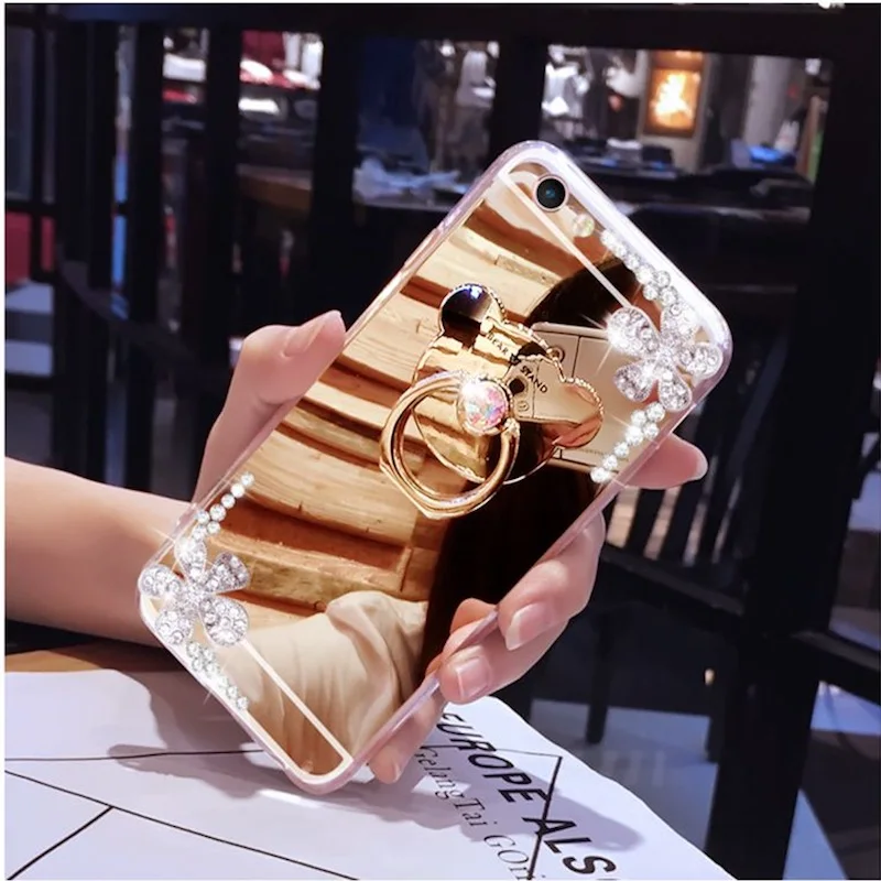 Чехол для телефона с алмазным цветком и кольцом подставкой OPPO A39 A57 A59S A77 A71 A73 A75S A79