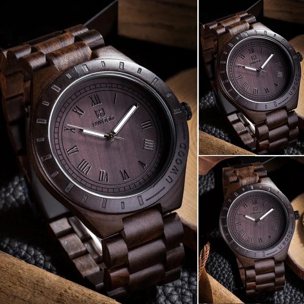 Новые модные светящиеся мужские деревянные часы художественные ручной работы из