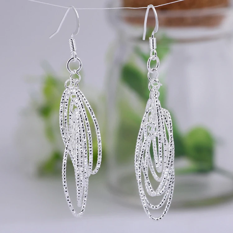 Женские серьги с серебряным покрытием модные элегантные круглые очаровательные