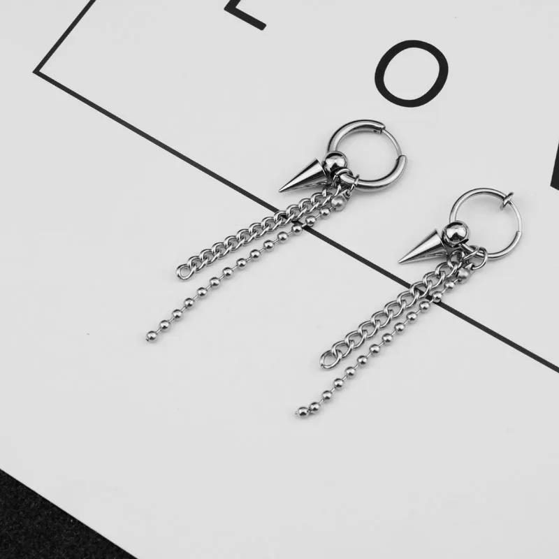 Модные мужские серьги в стиле панк с кисточками длинная цепочка подвеской