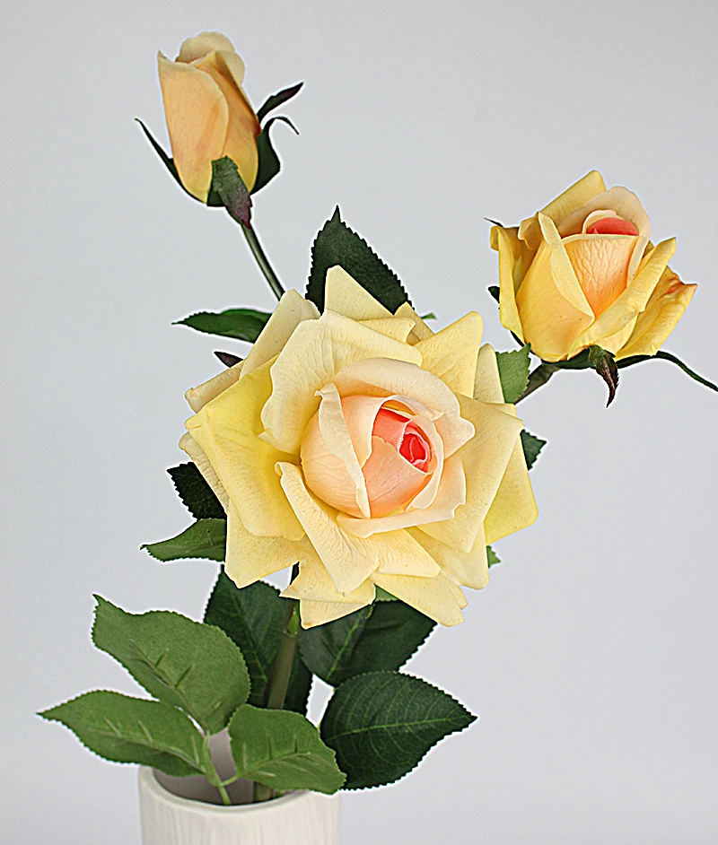 Экстра10% скидка/10 шт) 5or10PCS(2 цветка+ 1 бутон)/PC большой дом/Свадьба/Вечерние/украшение невесты искусственный Голубь из латекса Настоящее прикосновение цветок розы