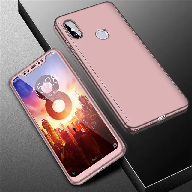 Rosegold 360 полный защитный чехол для телефона Xiaomi 9 8Lite Redmi Note 7 6 Pro 6A 4X противоударный чехол s для Redmi 5 Plus 5A крышка со стеклом - Цвет: Rosegold