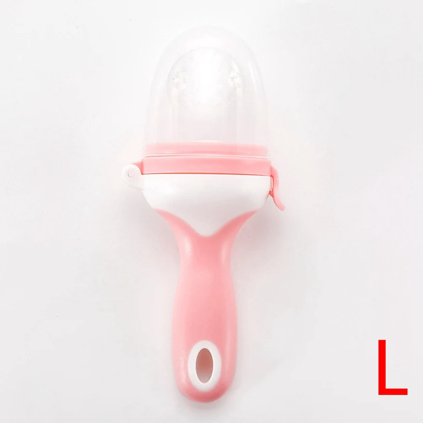 Pink L Детская фруктовая соска для кормления, свежая пищевая кормушка, детские игрушки для прорезывания зубов, силиконовые пакеты для малышей и детей - Цвет: Pink L