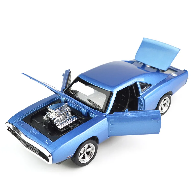Синий 1/32 Diecasts& игрушечные транспортные средства Форсаж Dodge модель автомобиля со звуком и светом коллекция автомобиля игрушки для мальчика Детский подарок - Цвет: Синий
