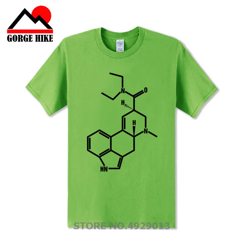 Chemistry Equation Short Sleeve Cotton Scientific Research Man Fashion Round Collar T Shirt Lsd Colored Molecule Tops Tee | Мужская