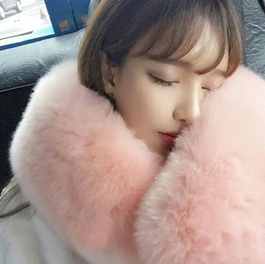 Модный харию лохматый искусственного лисьего меха Теплый длинный шарф-воротник