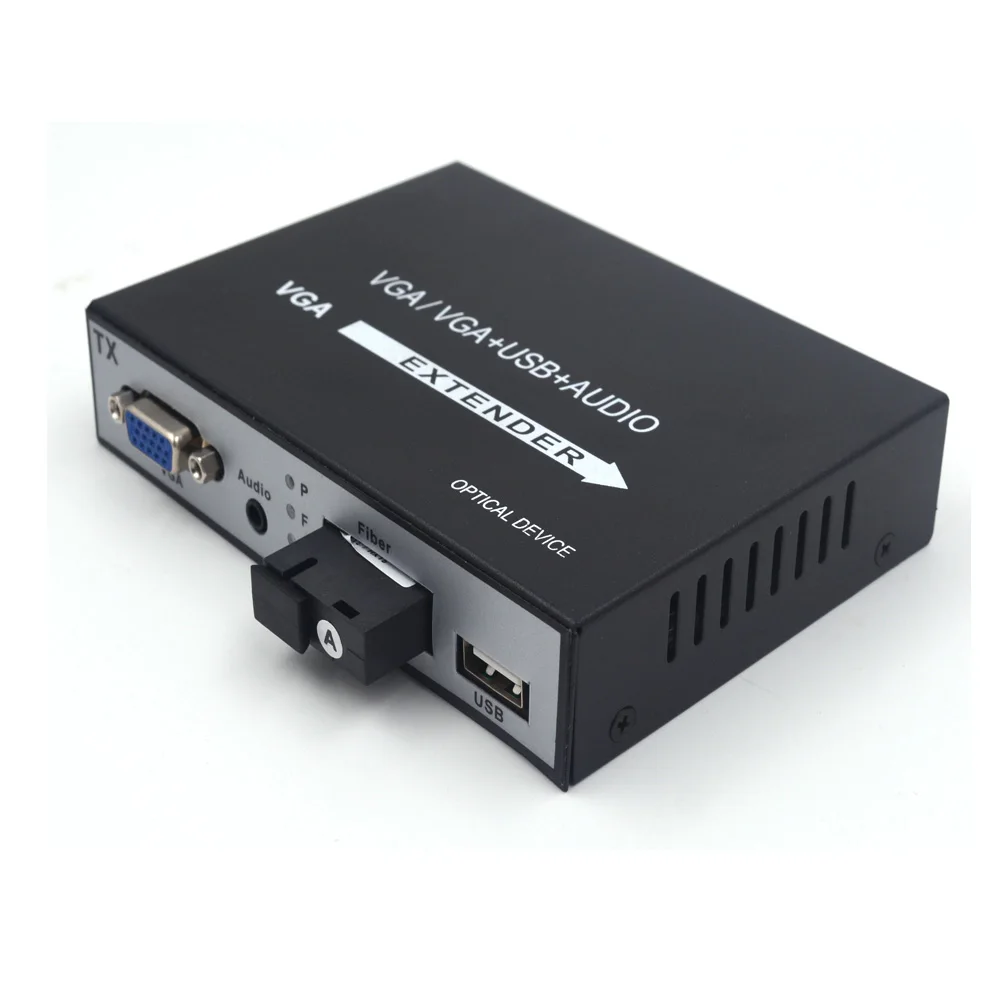 Высокое качество 1080P VGA расширители VGA к оптоволоконным медиаконвертерам с KVM USB и стерео 3,5 мм аудио-SC одномодовый 20 км