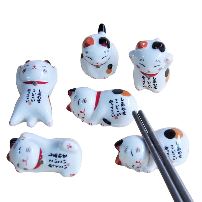 Палочки для еды Lucky Cat японские керамические палочки Мультяшные сна подставка