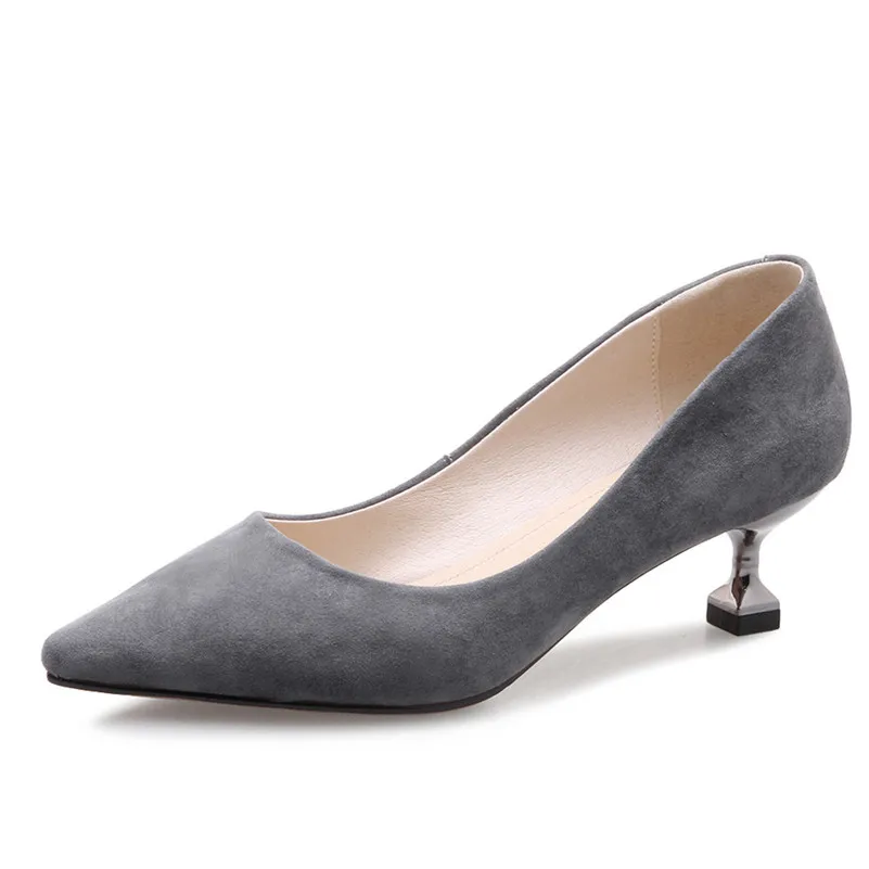 Женские офисные туфли FEDONAS замшевые лодочки на высоком каблуке с острым носком