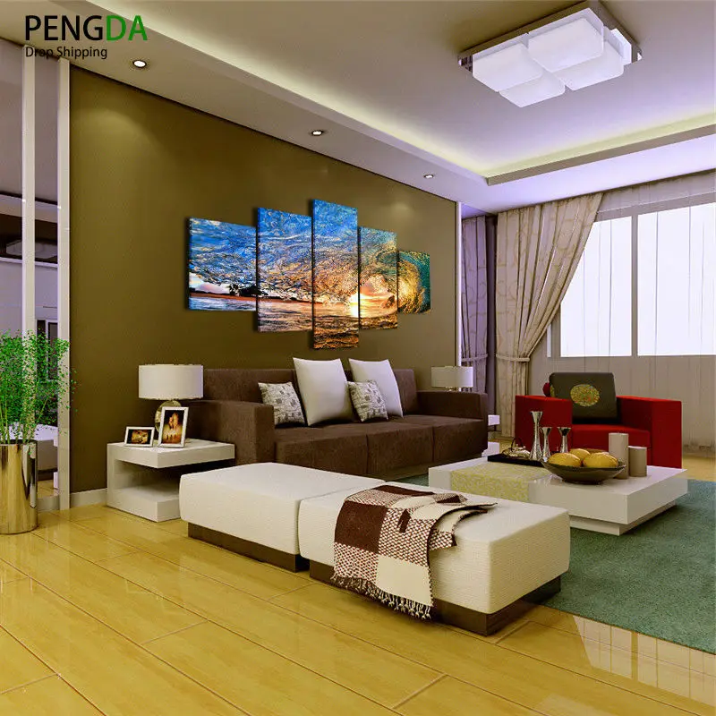 PENGDA Frames Abstract Canvas Painting 5 Panels Landscape Wall Art Oil Poster Modular Pictures For Living Room Home Decor | Дом и сад