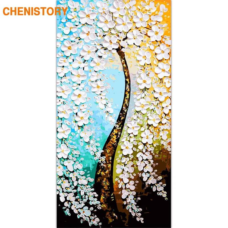 

CHENISTORY Frame Abstract Trees DIY Painting By Number Modern Wall Art Picture Landscape Canvas Painting For Home Decoration Art