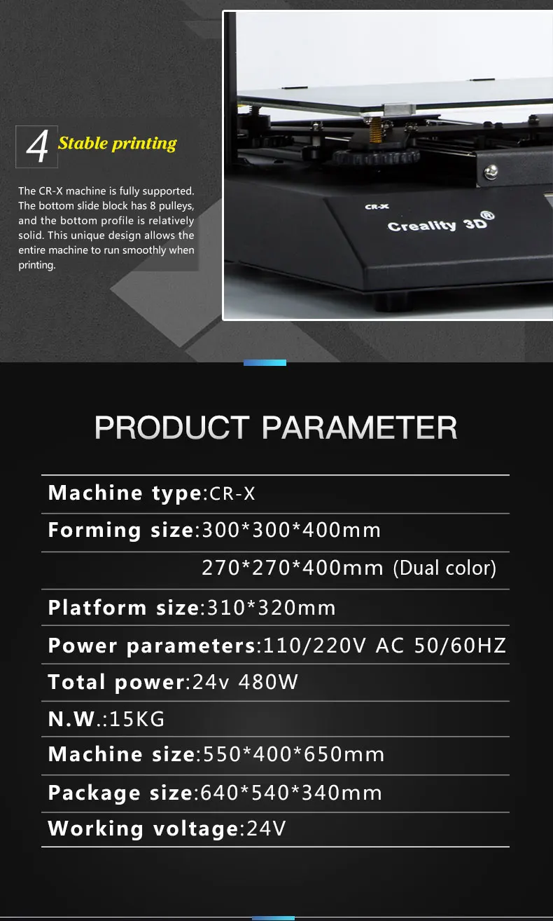 Creality CR-X 3D принтер с двойным цветом и 1 из полусобранного легкого использования DIY 3d принтер