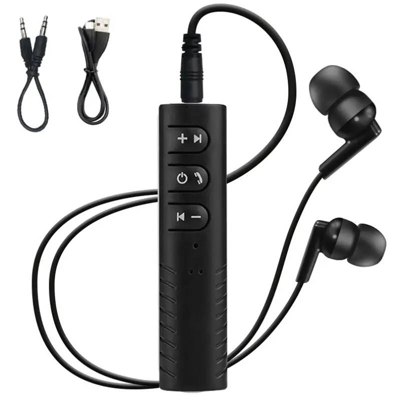 Earphone Black-Black Вы первый Bluetooth наушники гарнитура Проводные 70 см Bluetooth наушники беспроводной приемник AUX с микрофоном громкой связи для телефона - Цвет: Earphone Black-Black
