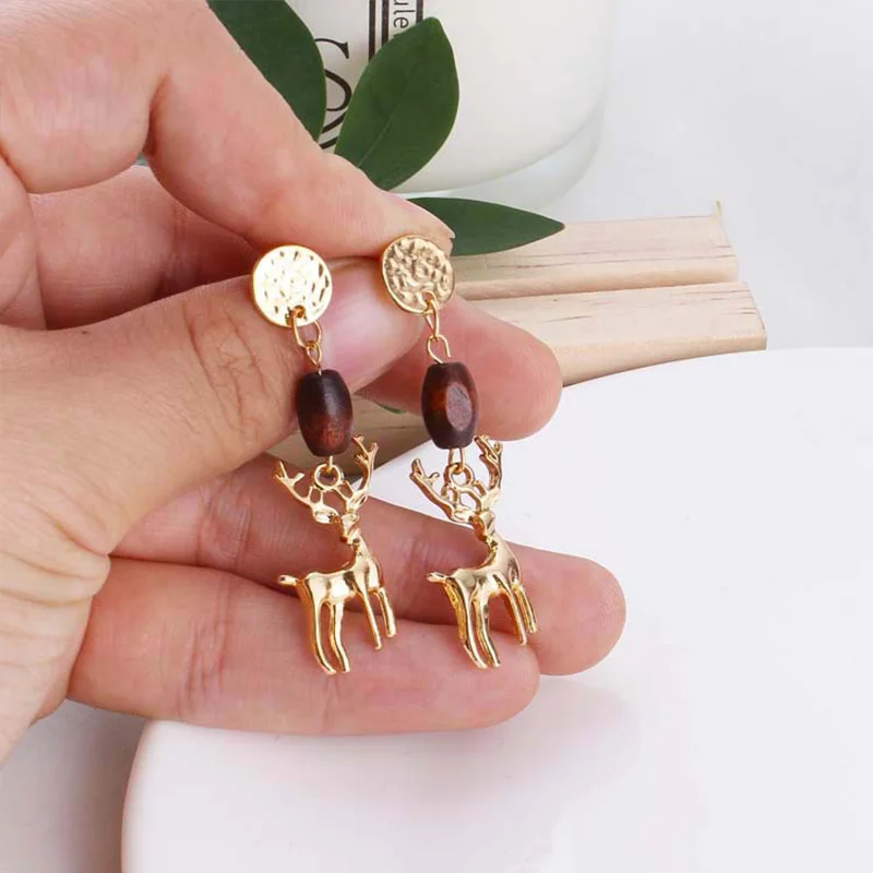 2019 Новые корейские модные серьги капли круглые деревянные красные длинные