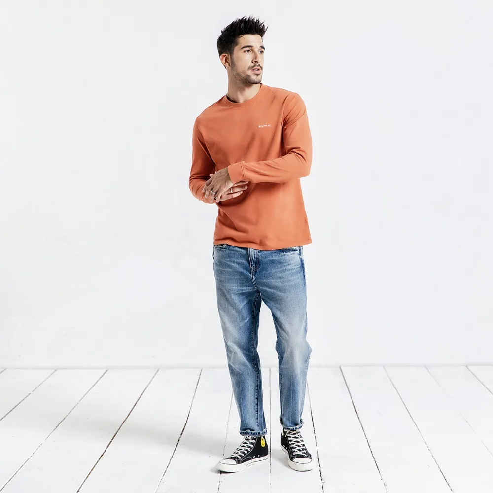 Футболка SIMWOOD мужская с длинным рукавом повседневная тенниска из 100% хлопка