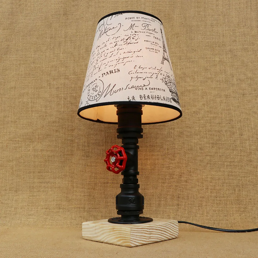 Винтажный дизайн ретро черная прикроватная лампа в стиле стимпанк тканевый