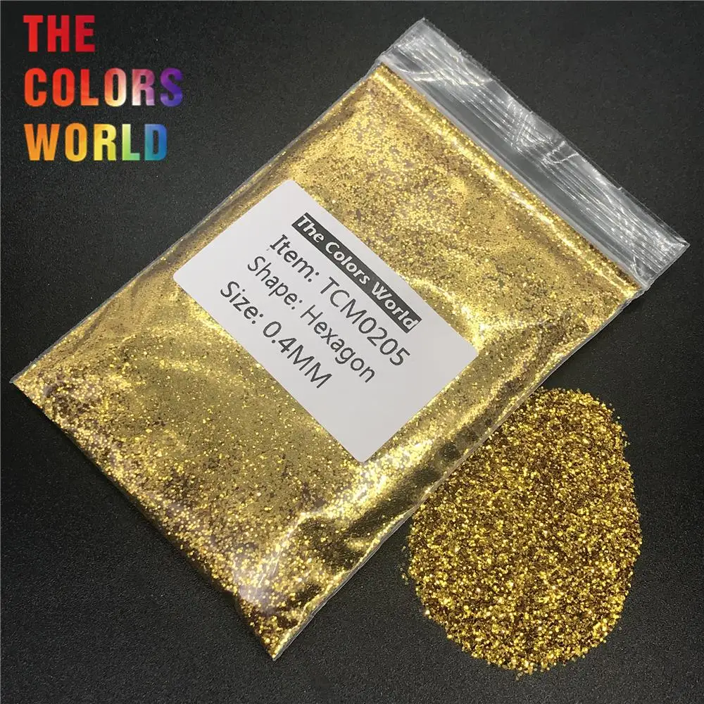 TCM0205 глубокий золотой цвет металлический блеск шестиугольная форма для ногтей