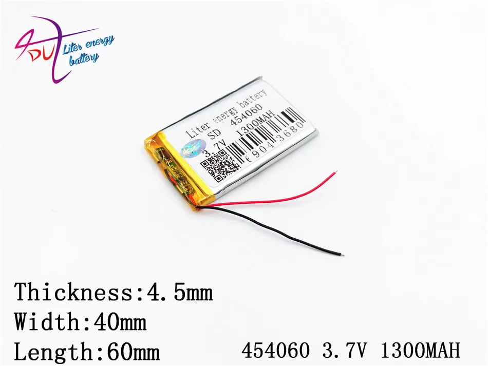 

Литий-полимерные аккумуляторные батарейки 3,7 В, 1300 мАч, 454060, литий-полимерные, для Mp3, MP4, MP5, GPS, bluetooth, мобильных телефонов