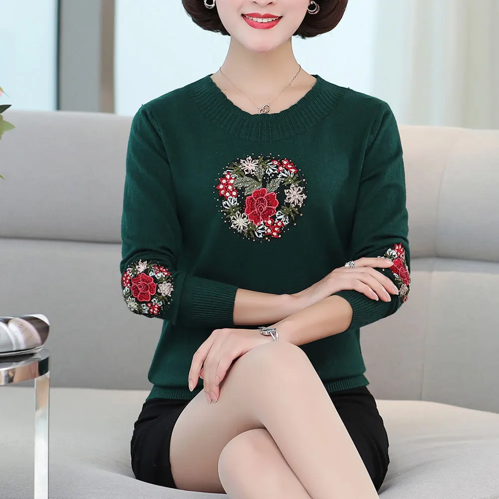 2019 Spring Sweater Women Embroidery Flower Knitted Soft and Pullover Female Tricot Jersey Jumper Pull Femme | Женская одежда