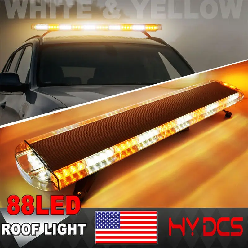 Amber cross White 88 Led стробоскопический сигнальный светильник для автомобилей, грузовиков, маяков, аварийный светильник s, светильник 12 В/24 В, желтый, белый, синий цвета - Цвет: Amber cross White
