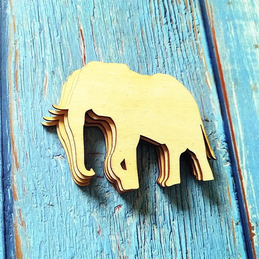 

10pcs Wooden Elephant Shape for Crafts and Decoration Laser Cut Elephant Nursery Home Decor Elephants Lover Gift