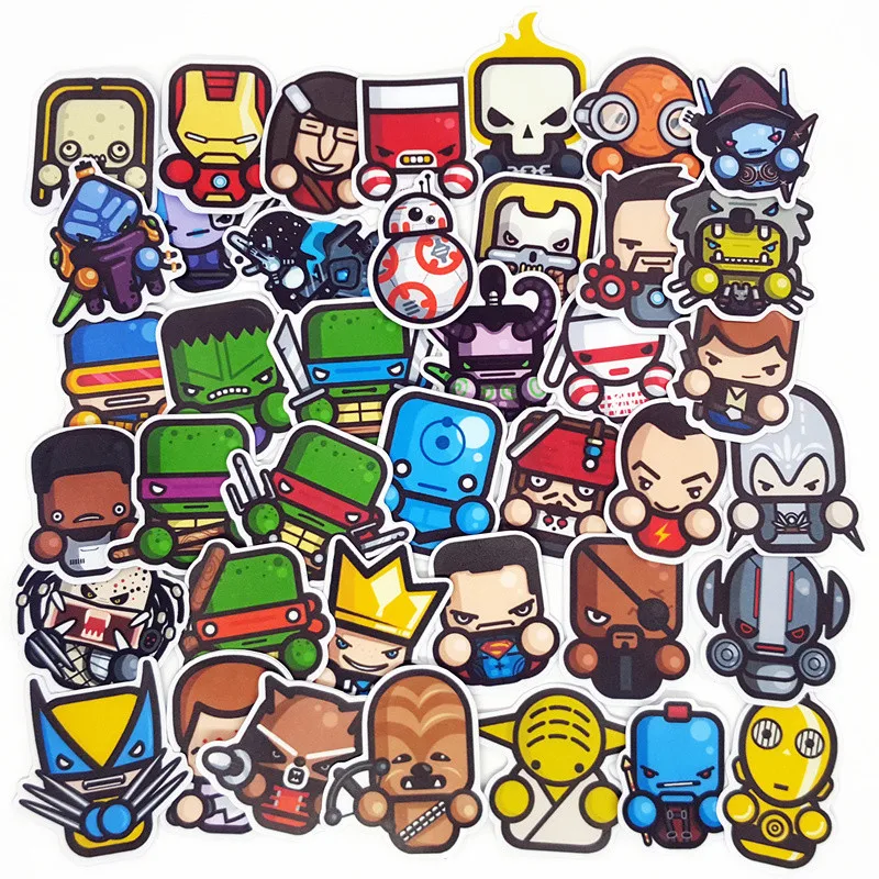 

40 pcs/pack Paper Meng rounding robot Sticker Toys The Luggage Stickers For Moto Car & Suitcase Cool Fashion Laptop stickers