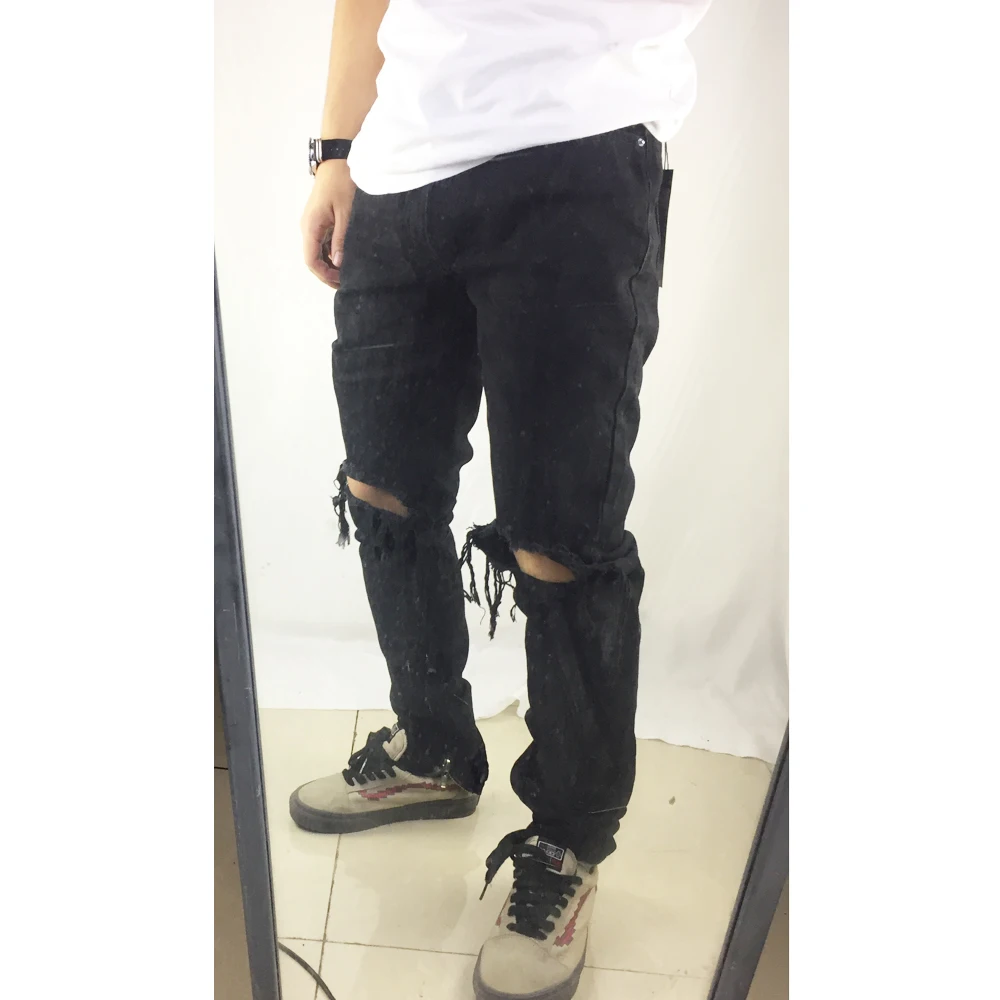 Женские джинсы с дырками черные в уличном стиле винтажный стиль хит продаж 2019 |