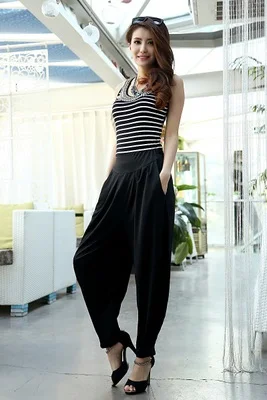 Женские брюки с высокой талией повседневные широкие из хлопка и льна большие