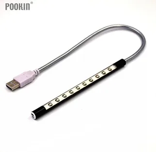 Black Мини 10 светодиодный S сенсорный переключатель Версия USB светильник гибкий металлический светодиодный светильник Настольная лампа s для ноутбука ПК компьютера - Испускаемый цвет: Black