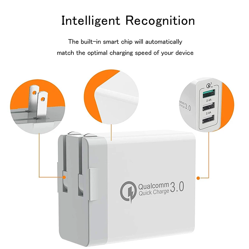 [QC 3,0+ 2 USB] быстрое настенное зарядное устройство 3 порта fo'r iPad зарядное устройство адаптер Qualcomm Quick Charge 3,0 дорожный разъем