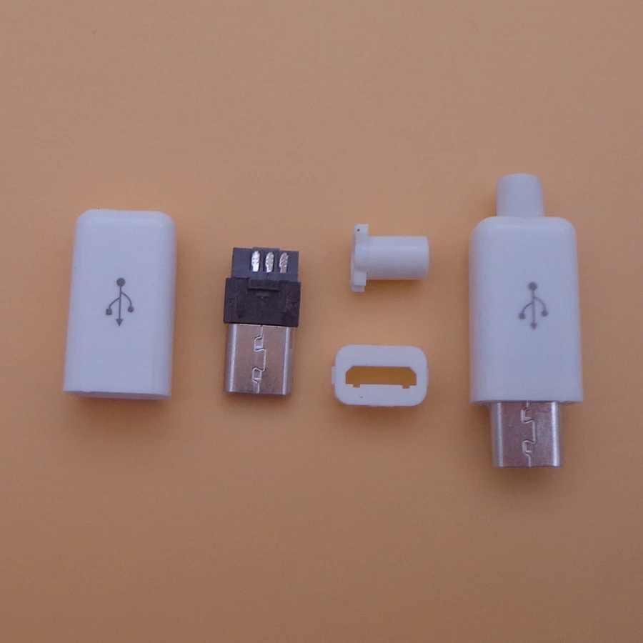 4 шт. Micro USB контактный Штекерный разъем черный/белый для сварки данных OTG линейный