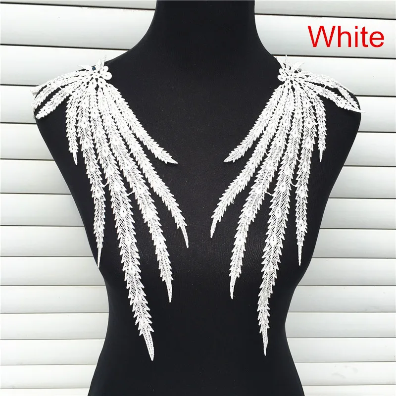 1 пара золотистых вышитых венозных кружевных тканей для шитья декольте Воротник