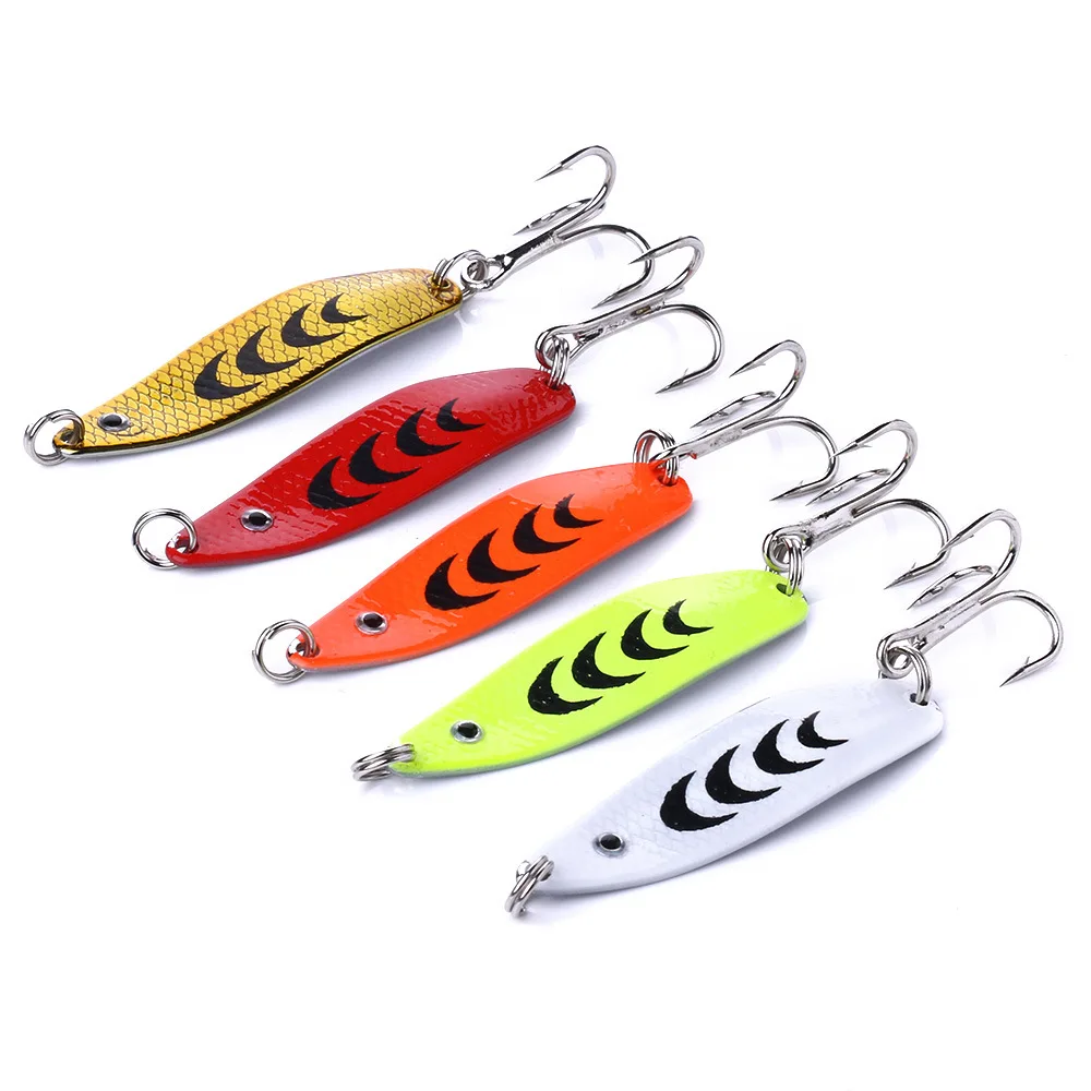 

5pcs Isca Artificial Spoon Fishing Lure 5cm 6.8g Metal Spinner bait Wobbler Hard Carp Fishing Pesca Fishing Tackle