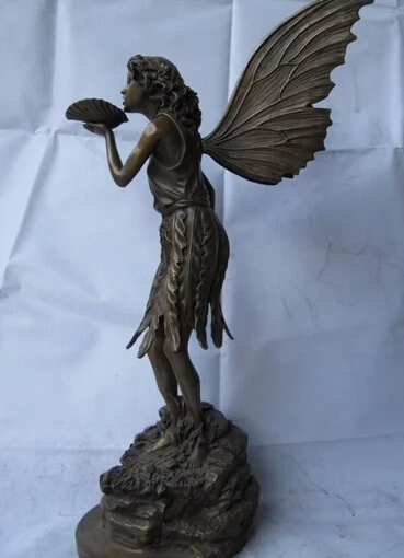 bir 007002 19 Western Art Bronze Copper Carved lovely Angel Angell Girl sculpture Statue | Дом и сад