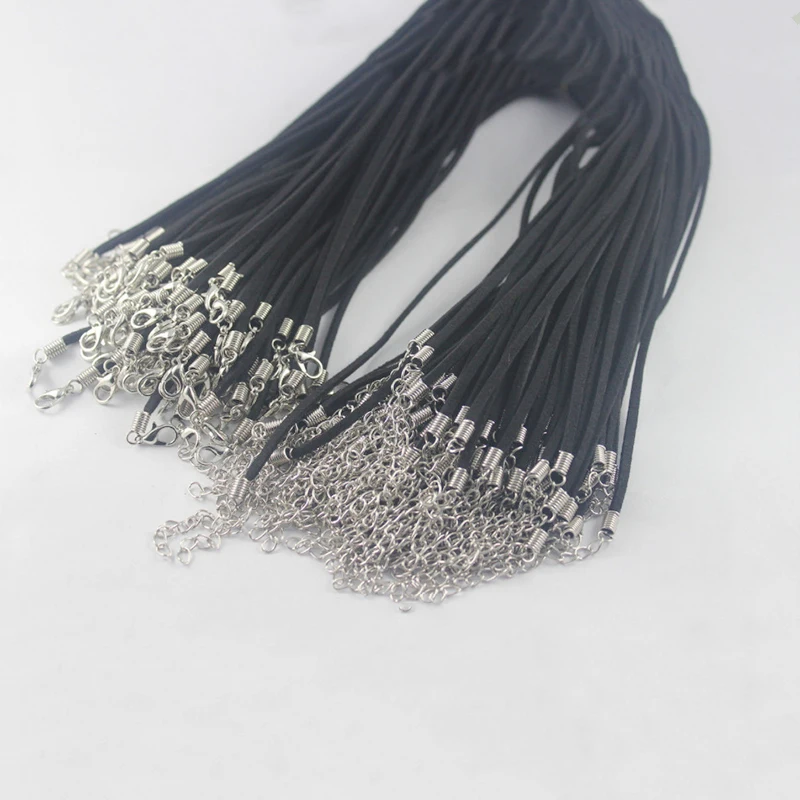 Ожерелье из черной искусственной замши с цепочкой на застежке 100 шт. | Украшения и