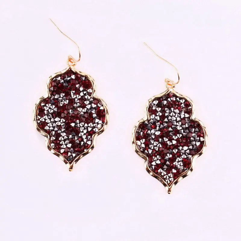 E3617 Gold Red ZWPON, марокканские серьги с кристаллами из смолы, черное сердце для женщин, модные золотые ювелирные серьги - Окраска металла: E3617 Gold Red